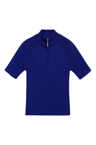 Pull-over manches courtes fermeture Éclair - Bleu électrique