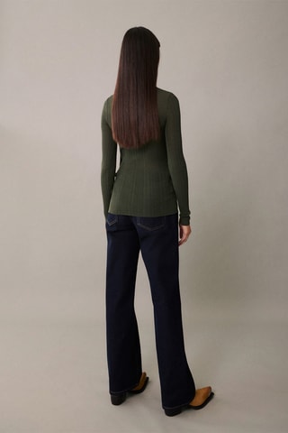 T-shirt semi-transparent boutons - Vert foncé
