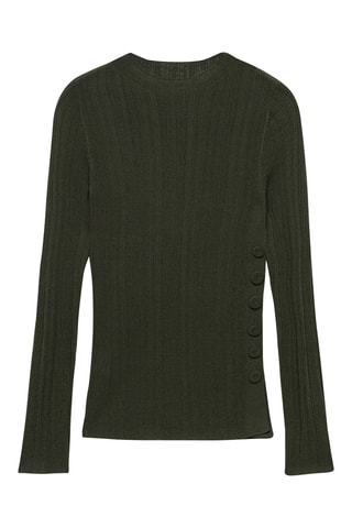T-shirt semi-transparent boutons - Vert foncé