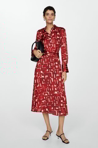 Robe chemisier imprimée - Rouge