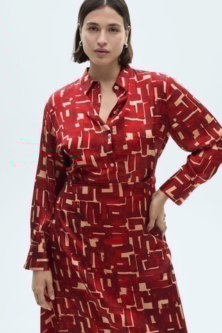 Robe chemisier imprimée - Rouge