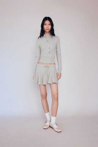 Sweat-shirt fermeture Éclair asymétrique - Gris clair chiné
