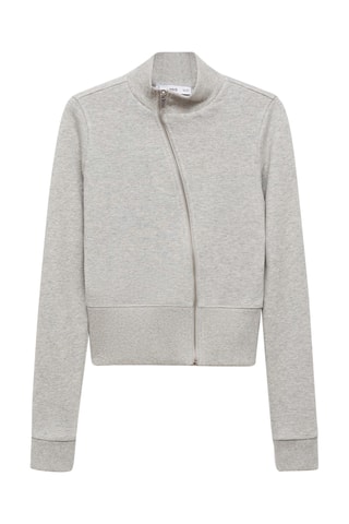Sweat-shirt fermeture Éclair asymétrique - Gris clair chiné