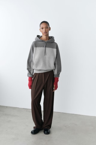 Sweater à capuche coton - Gris clair chiné