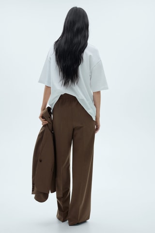 Pantalon droit taille élastique - Marron