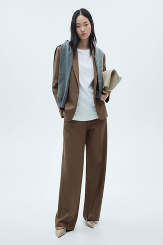 Pantalon droit taille élastique - Marron