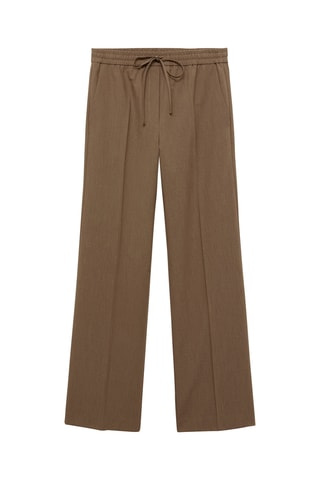 Pantalon droit taille élastique - Marron