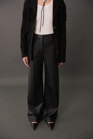 Pantalon wideleg similicuir - Noir