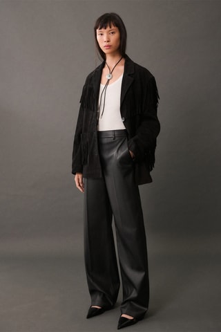 Pantalon wideleg similicuir - Noir