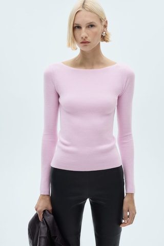 Pull maille col bateau - Violet clair