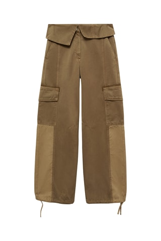 Jean cargo taille retournée - Kaki