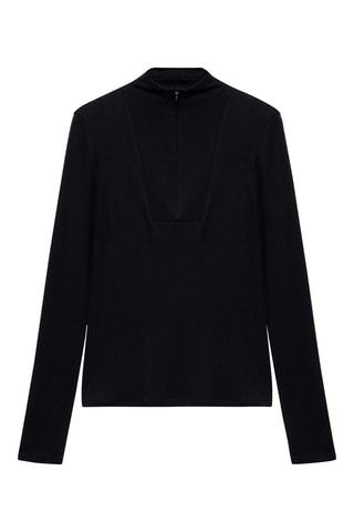 T-shirt col montant fermeture Éclair - Noir