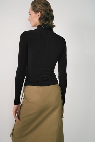 T-shirt encolure croisée - Noir