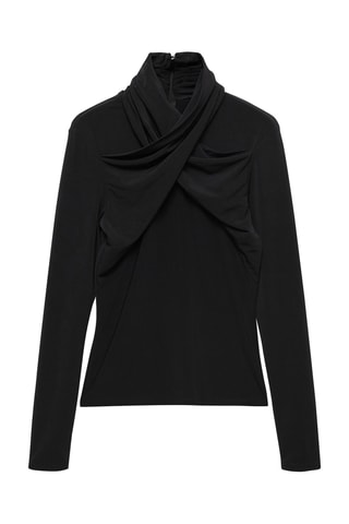 T-shirt encolure croisée - Noir