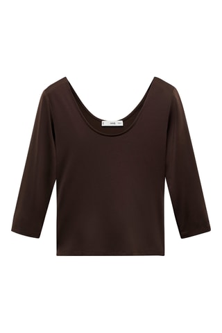 T-shirt manches trois-quarts - Marron