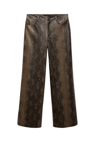 Pantalon droit similicuir serpent - Beige