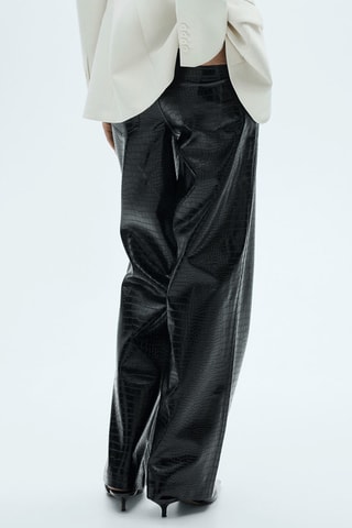 Pantalon droit similicuir serpent - Noir
