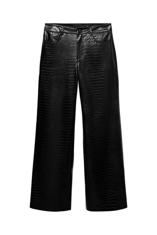 Pantalon droit similicuir serpent - Noir
