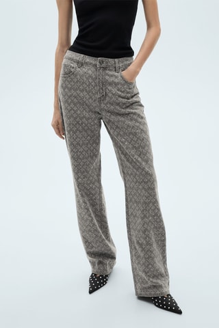 Jean droit détail strass - Gris
