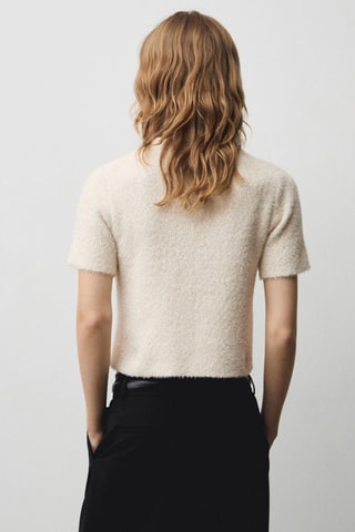 Pull-over manches courtes détail brillant - Écru