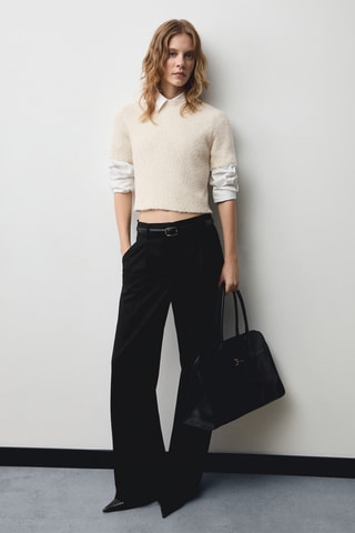 Pull-over manches courtes détail brillant - Écru