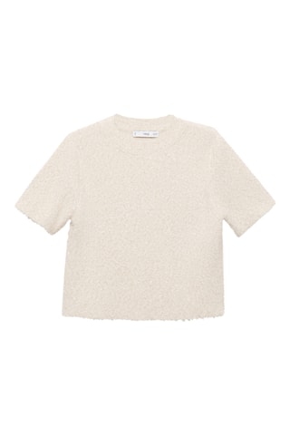 Pull-over manches courtes détail brillant - Écru
