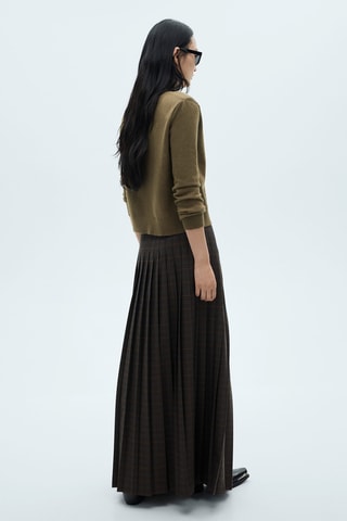 Pull-over maille coton lin col rond - Kaki