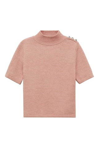 Pull-over col montant manches courtes - Rose pâle