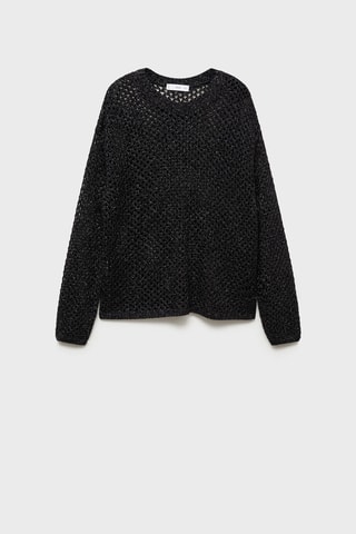 Pull-over maille ajourée Lurex - Noir