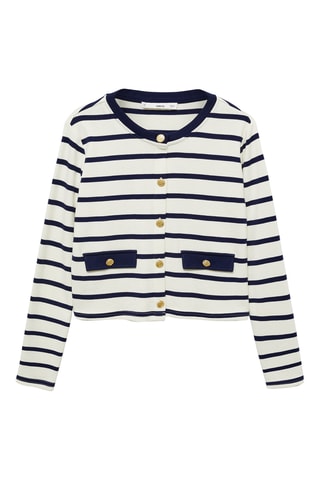 Cardigan rayures boutons - Écru