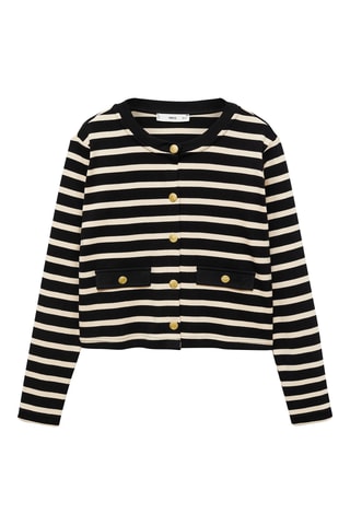 Cardigan rayures boutons - Noir