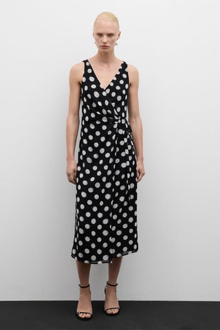 Robe cache-coeur pois - Noir et blanc