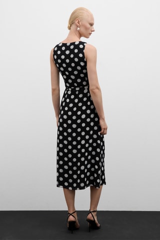 Robe cache-coeur pois - Noir et blanc