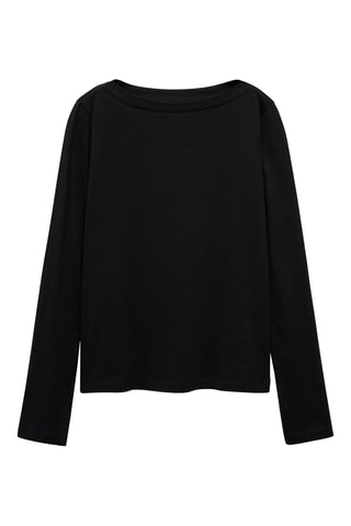T-shirt col bateau manches longues - Noir