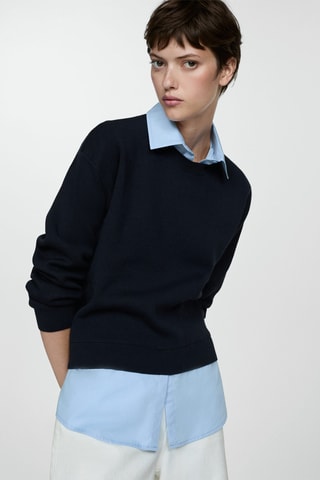 Pull-over chemise combiné - Bleu marine