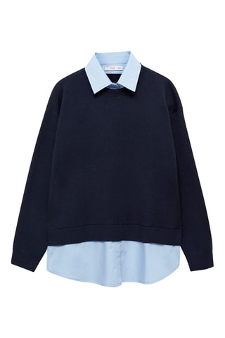 Pull-over chemise combiné - Bleu marine