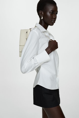 Chemise coton détails froncés - Blanc cassé