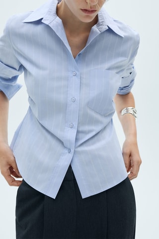 Chemise coton détails froncés - Ciel