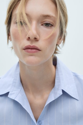Chemise coton détails froncés - Ciel