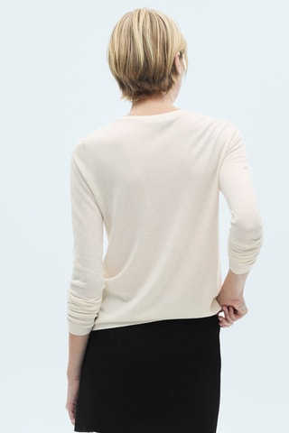 Pull-over maille fine col rond - Écru