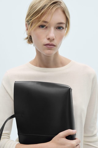 Pull-over maille fine col rond - Écru