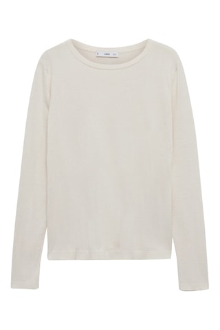Pull-over maille fine col rond - Écru