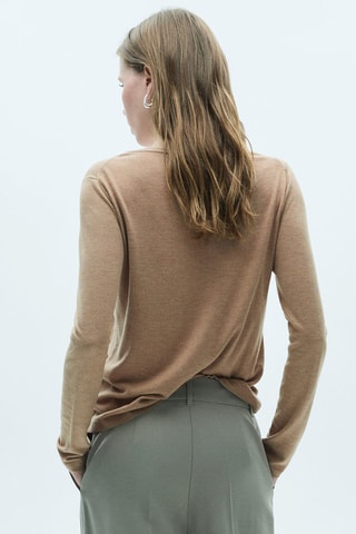 Pull-over maille fine col rond - Marron