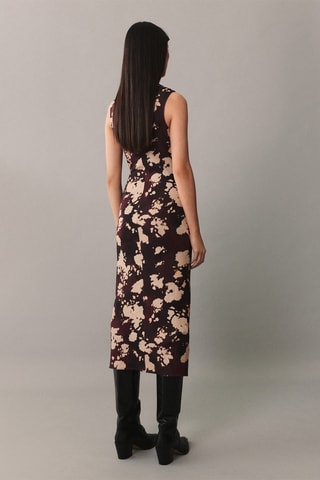 Robe midi imprimée - Bordeaux