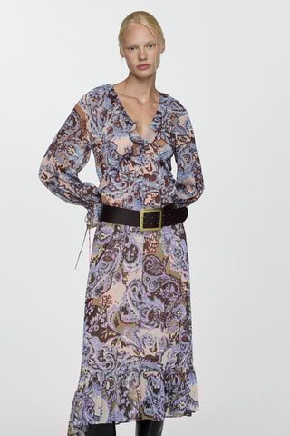Robe paisley volants - Bleu
