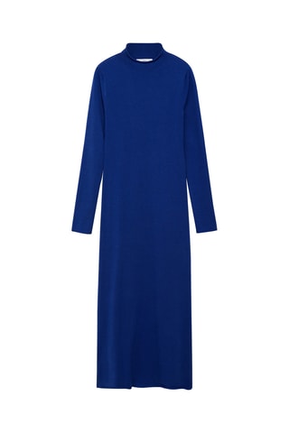 Robe maille col montant - Bleu électrique