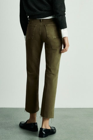 Jean flare crop poches - Kaki