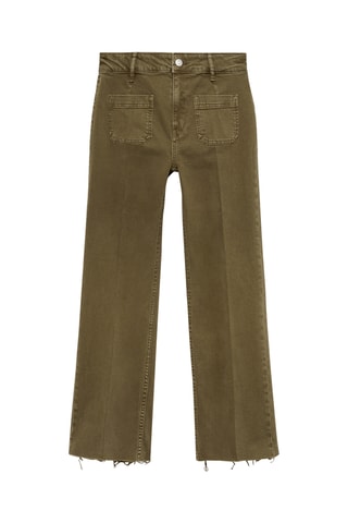 Jean flare crop poches - Kaki