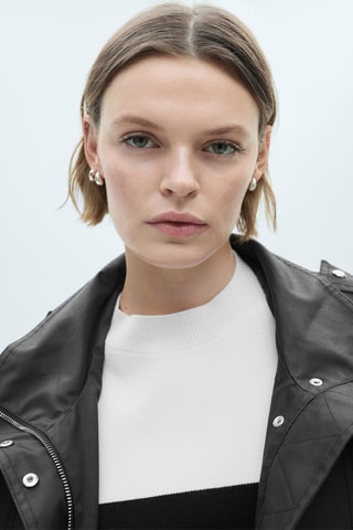 Pull-over bicolore col montant - Noir