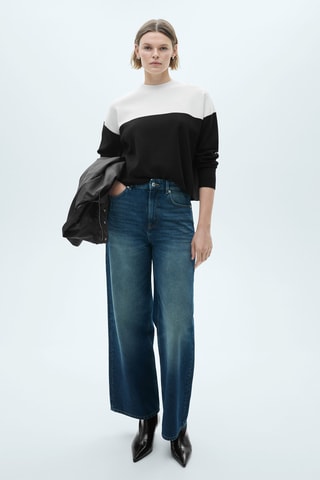 Pull-over bicolore col montant - Noir